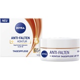 NIVEA Anti-Falten + Kontur Tagespflege LSF 30 65+ (50 ml), Gesichtscreme mit Soja Extrakt und Hydramin, Tagescreme mildert Linien und Falten sichtbar