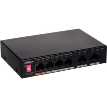 Dahua Technology PFS3006-4ET-60, Unmanaged, Fast Ethernet (10/100), Power over Ethernet (PoE), Schwarz