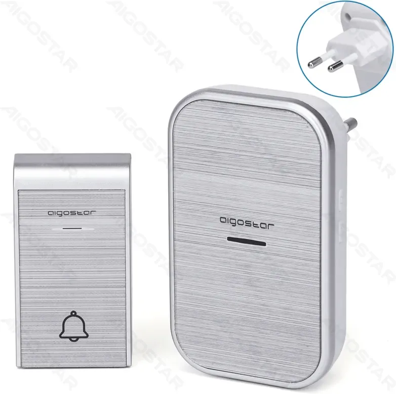 Aigostar Kabellose Türklingel/AC/IP44/Silber-Design/ABS