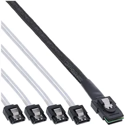 InLine SAS Anschlusskabel - Mini-SAS SFF-8087 an 4x SATA - 1:1 - OCR - 0,5m