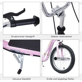 Homcom Kinderroller mit Luftreifen Kickboard 16 Zoll Rosa - Rosa