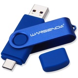 WANSENDA USB C Stick 256GB, USB-Stick Typ C Speicherstick OTG USB 3.0 Dual Flash Drive 2-in-1 Memory Stick für Tablet, PC, MacBook, Typ C Android Handy (256G, Marineblau)