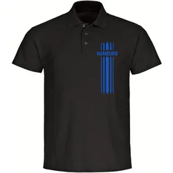 multifanshop Poloshirt - Hamburg - Streifen - Druck blau - Polo