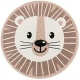 Paco Home Kinderteppich Teppich Rund Kinderzimmer Spielmatte rutschfest Löwen Beige 150 cm, Rund