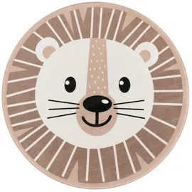 Paco Home Kinderteppich Teppich Rund Kinderzimmer Spielmatte rutschfest Löwen Beige 150 cm, Rund