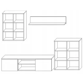 matkam Wohnwand Dedal, Schrankwand Wohnzimmer Modern, Wohnzimmerschrank mit Fernsehtisch Komplett Möbel (Sonoma/Weiß)
