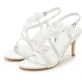 LASCANA Riemchenschuh mit Absatz, High-Heel-Sandalette romantische Sandalette, Sommerschuh weiß 38