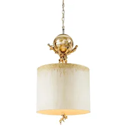 Hängelampe „Trellis“ mit 1 Lampe, Kittpatina und Blattsilber - FB-TRELLIS-P
