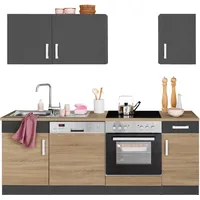 kochstation Küchenzeile KS-Gera 210 cm beige/grau