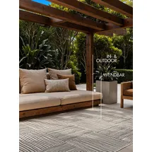 Ted Baker Flachgewebe Teppich Nightingale - Wendeteppich Outdoor geeignet, Pflegeleichter Wohnzimmerteppich, Modern, Kariert Muster für Wohnzimmer, Terrasse, Esszimmer - Schwarz Weiß, 200x300 cm