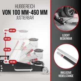 Heyner Rangierwagenheber Aluminium/Stahl 100–460 mm schwarz
