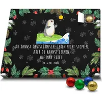 Mr. & Mrs. Panda Schoko Adventskalender Pinguin Surfer - Schwarz - Geschenk, Schokoladen Adventskalender, surfen, Wellen reiten, Wellen, motiviert,... - Schwarz