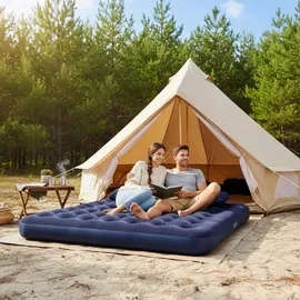 Avenli Luftbett King-Size 203x183x22 cm, aufblasbares Gästebett 2–3 Personen, mit Pumpe - blau