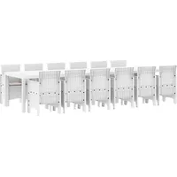 Garten Essgruppe 13 pcs Weiß Polt Rattan - Weiß