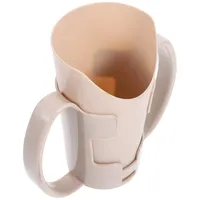 SEWOART Schnabelbecher Pflegebecher mit Doppeltem Henkel Senioren aus Kunststoff Beige Seniorengerechtes Design für Bettlägerige Patienten und Menschen mit Schluckbeschwerden