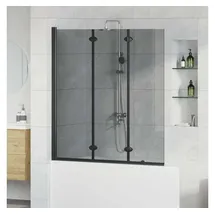 vidaXL Bad-Duschschirm Schwarz 130 x 138 cm Gehärtetes Glas