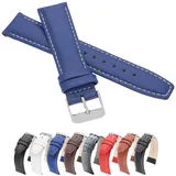 MARCHEL Lederarmband 22 mm WB30 Blau-Weiß Genarbt für Armbanduhren