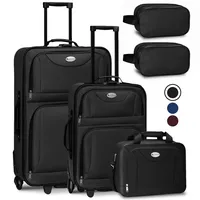 Juskys Trolley Reisekoffer Set 5 teilig - 60 L, 2 Rollen, Weichschale, Handgepäck, Schwarz