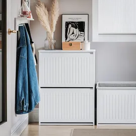 SoBuy Schuhkipper 61 x 81 x 26 cm mit verstellbaren Einlegeböden / weiß