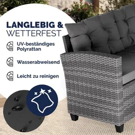 CASARIA Ecklounge Set Polyrattan grau