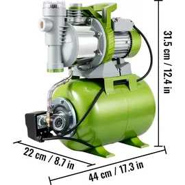 Vevor Gartenpumpe 1300W Bewässerungspumpe max. Durchfluss 4200L/h Kreiselpumpe max. Förderhöhe 45m Brunnenpumpe 3bar Flachbrunnenpumpe 2750U/min...