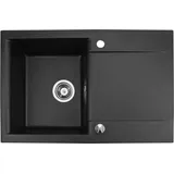 QLS Luna 1 Becken rechts Einbauspüle schwarz 760 x 440 mm Handbetätigung