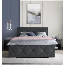 LEONIQUE Boxbett LEONIQUE "Alfie, Topseller Inkl. Bettkasten&Topper", schwarz, L:211cm, Holzwerkstoff, Spanplatte, Komplettbetten, Wahlweise mit Knopfsteppung oder Strasssteinen, H2, H3 und H4 wählbar, Topseller