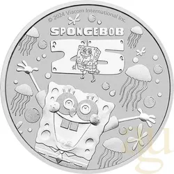 1 Unze Silbermünze Tuvalu - 25 Jahre SpongeBob Schwammkopf 2024