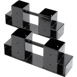 Wiltec Holzstapelhilfe Stahl 335 x 85 x 130 mm 2er Set Schwarz