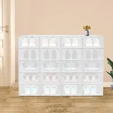 Stapelbare Schuhboxen, Transparente Schuhboxen Mit 20 Räumen Für Wohnzimmer, Schlafzimmer, Schrank Und Büro, 927034,5 Cm (weiß)