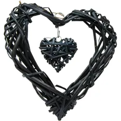 Goldbach Rattan Herzkranz miot Herz 25 x 25 x 5 cm Schwarz