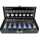 HASKYY Professional 16tlg. Schrauber Bit Set Torx I Nusssatz Bit Stecknüsse I T30-T70 55mm lang I E10-E24 39mm lang