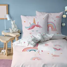 MTOnlinehandel Unicorn Regenbogen Rosa 135 x 200 cm + 80 x 80 cm