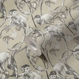 A.S. Création Michalsky 4 Vliestapete Allover mit Affen (Beige/Grau, Tieroptik, 10,05 x 0,53 m)