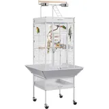 Yaheetech Vogelkäfig Vogelvoliere Vogelhaus Vogelbauer Käfig für Papageien 65,5 x 65,5 x 156 cm,Weiss