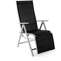VCM Alu Klappstuhl mit Fußstütze 59 x 59 x 108 cm schwarz