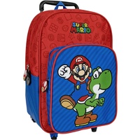 Super Mario Kinderrucksack mit Rollen - Kindergarten Rucksack für Kinder 3 4 5 6 Jahre - Trolley Schultasch mit Yoshi - Rollenrucksack mit Abnehmbaren Rädern für Kleine Jungen - 36x25x12 cm