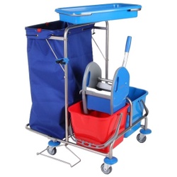 Floorstar GW 2 ESTAWA Gerätewagen, Edelstahl, Sehr stabiler Reinigungswagen für mittlere bis große Objekte, Fassungsvermögen: 2 x 120 Liter