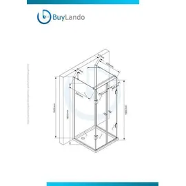 Buylando Emma Komplettdusche 90 x 195 cm rechts 90 x 90 cm Gold/Transparent