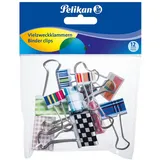 Pelikan 700306 Pelikan Foldback Klammer, farbig sortiert, 12 Stück