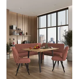 Home Affaire Eckbank HOME AFFAIRE "Mily Küchenbank, Polsterbank, Esszimmerbank, 205x164 cm", braun (chili oil, schwarz), B:205cm H:89cm T:164cm, Holzwerkstoff, Metall, Polyester, Sitzbänke, Eckbank, Moderne Bank und Farben, Sitzplatzanzahl: 5, Frei in Raum stellbar