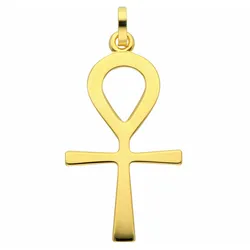 Kreuzkette ADELIA ́S "Halskette - Kreuzkette mit Kreuz Anhänger Lebenszeichen aus 333", gold, Halsketten, Damen, Gelbgold 333-Gold, Gelbgold 333, Gold, Schmuckset mit bis 45 cm stufenlos verstellbarer 925 Silber Halskette