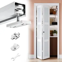 Schiebetür Schiene Falttür-Beschlagset mit Silberner Schiene Schiebetür-Beschlagset für Vorratskammer, Badezimmer, Schrank, Scheunentor(Door Thickness 3.5-4cm,27in/69cm)