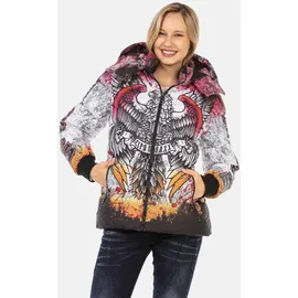 Cipo & Baxx Damen, Jacke Steppjacke Winterjacke Allover-Print, WM130 Ecru S - S