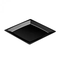 Sovie Tableware Teller MILAN in L aus Plastik, 21 x 21cm, Schwarz, 12 Stück - Einweg