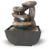Lemodo Zimmerbrunnen Tischbrunnen Steine, Wasserspiel mit Beleuchtung und Pumpe, 13,30 cm Breite, (inkl. Pumpe), Komplettset mit Pumpe grau