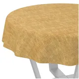 ANRO Tischdecke Alica Leinen Melliert Tischwäsche (Einzelstück 1-tlg), wasserabweisend Melliert Senfgelb Rund 140cm gelb Rund | Ø 140 cm x 140 cm x 140 cm