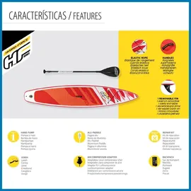 BESTWAY Hydro-Force SUP Paddle Board 381 x 76 x 15 cm rot/weiß