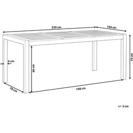 Beliani Gartentisch 220 x 100 x 74 cm Hellbraun/Silber
