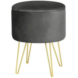 Akord Pouf AKORD LILI aus Samtstoff mit Stauraum 35 x 45 x 35 cm Grau